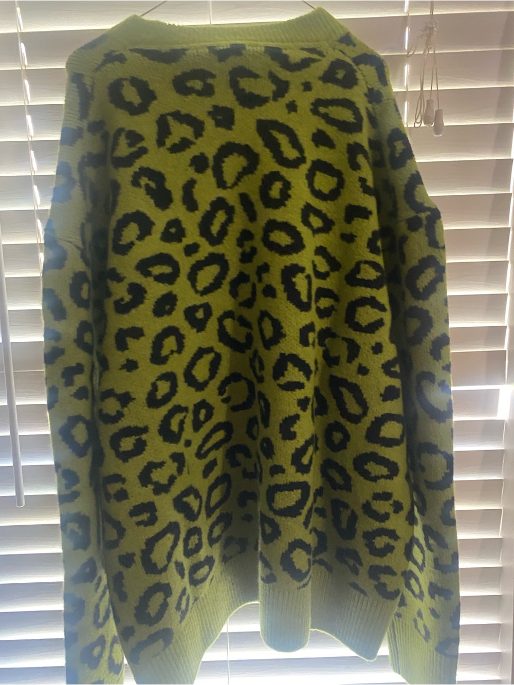 H&M Neon Green and Black Leopard Print Crewneck Sweater